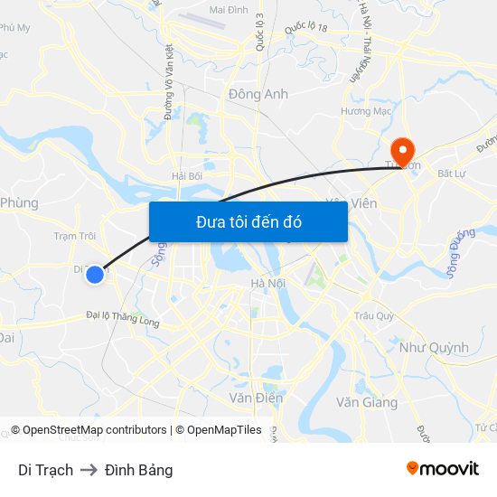 Di Trạch to Đình Bảng map