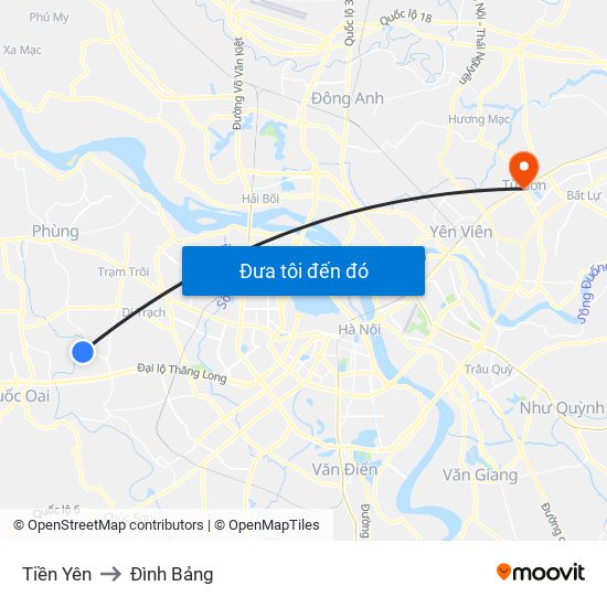 Tiền Yên to Đình Bảng map