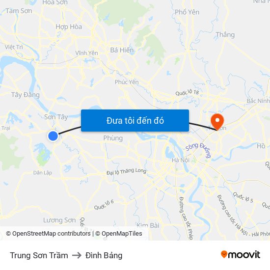 Trung Sơn Trầm to Đình Bảng map