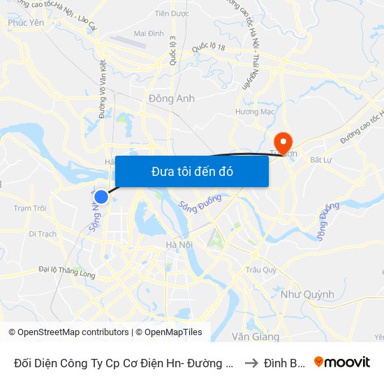 Đối Diện Công Ty Cp Cơ Điện Hn- Đường Đức Thắng to Đình Bảng map