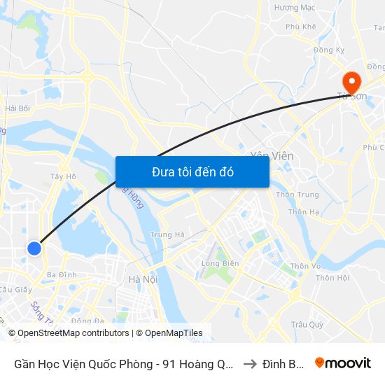 Gần Học Viện Quốc Phòng - 91 Hoàng Quốc Việt to Đình Bảng map