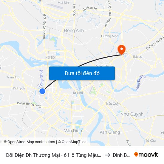 Đối Diện Đh Thương Mại - 6 Hồ Tùng Mậu (Cột Sau) to Đình Bảng map