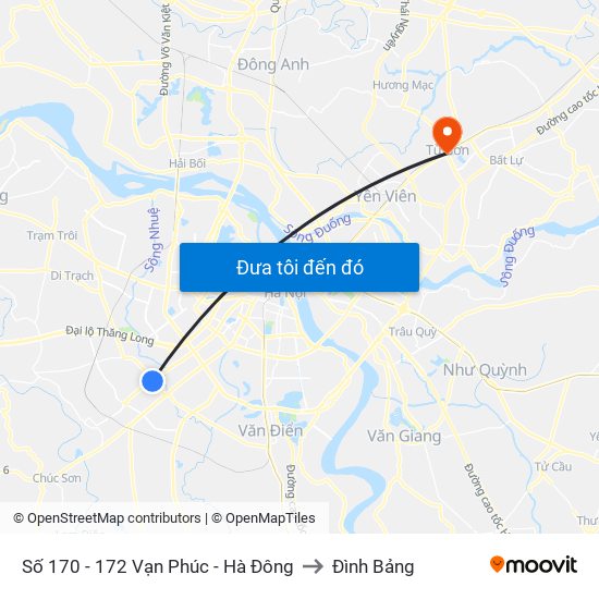 Số 170 - 172 Vạn Phúc - Hà Đông to Đình Bảng map