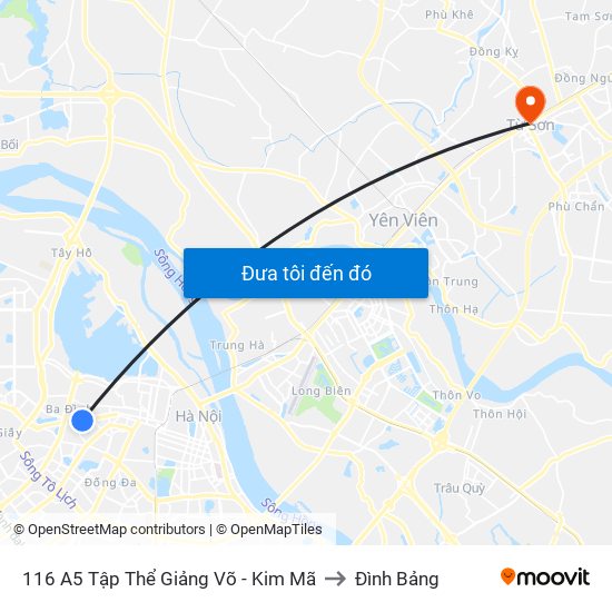 116 A5 Tập Thể Giảng Võ - Kim Mã to Đình Bảng map