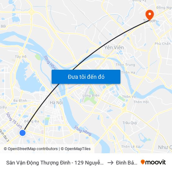 Sân Vận Động Thượng Đình - 129 Nguyễn Trãi to Đình Bảng map