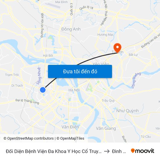 Nhà Máy Nước Mai Dịch - Phạm Hùng to Đình Bảng map