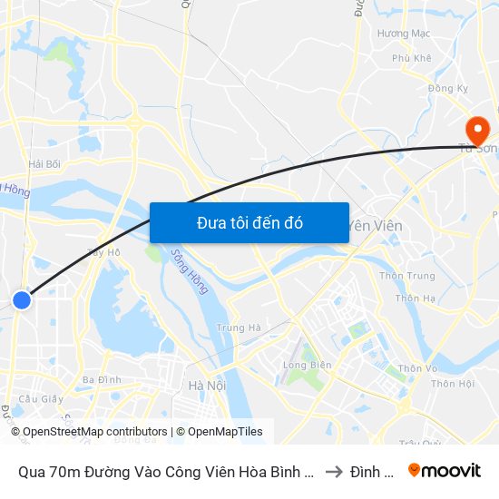 Qua 70m Đường Vào Công Viên Hòa Bình - Phạm Văn Đồng to Đình Bảng map