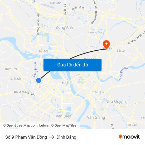 Số 9 Phạm Văn Đồng to Đình Bảng map
