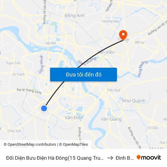 Đối Diện Bưu Điện Hà Đông(15 Quang Trung Hà Đông) to Đình Bảng map