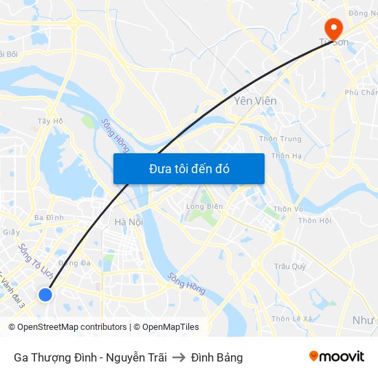 Ga Thượng Đình - Nguyễn Trãi to Đình Bảng map