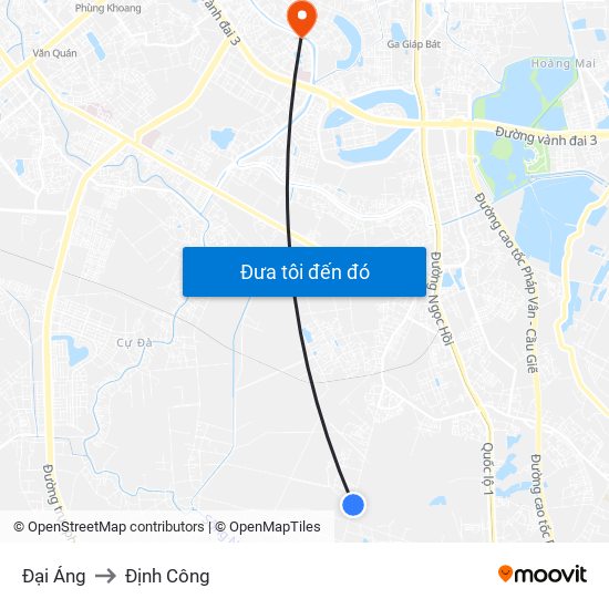 Đại Áng to Định Công map