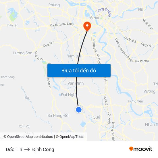 Đốc Tín to Định Công map