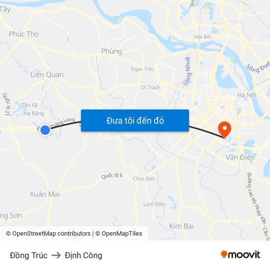 Đồng Trúc to Định Công map