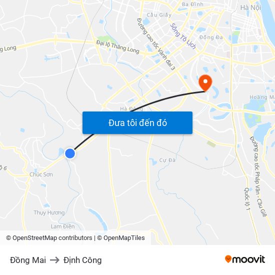 Đồng Mai to Định Công map