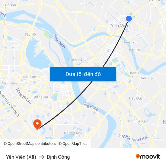 Yên Viên (Xã) to Định Công map