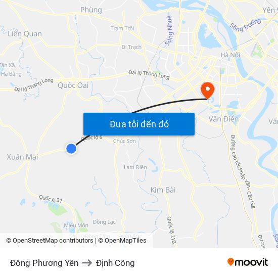 Đông Phương Yên to Định Công map