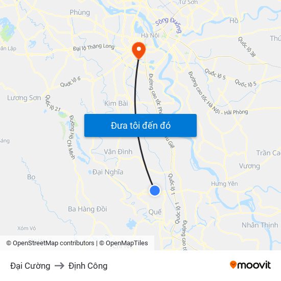 Đại Cường to Định Công map