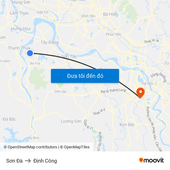 Sơn Đà to Định Công map