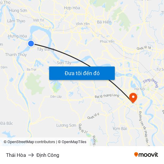 Thái Hòa to Định Công map