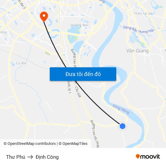 Thư Phú to Định Công map