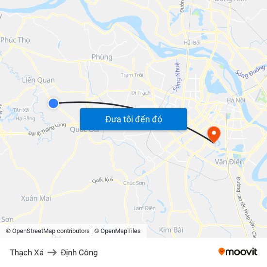 Thạch Xá to Định Công map