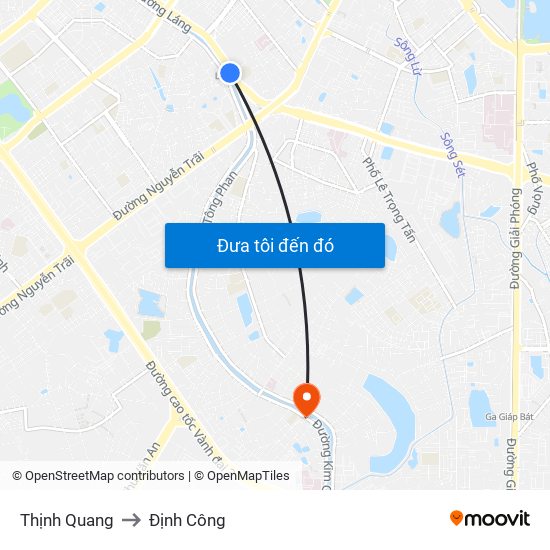 Thịnh Quang to Định Công map