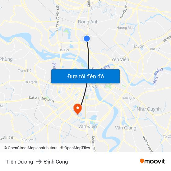 Tiên Dương to Định Công map