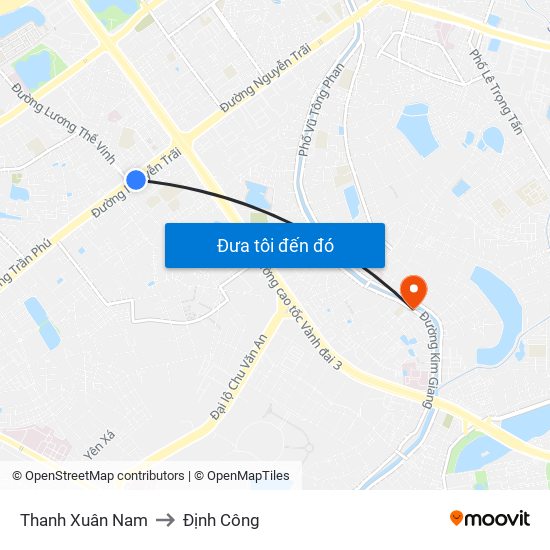 Thanh Xuân Nam to Định Công map