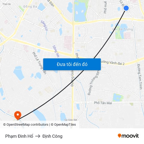 Phạm Đình Hổ to Định Công map