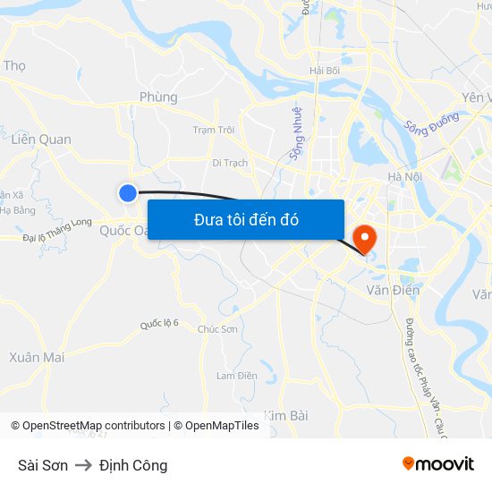 Sài Sơn to Định Công map