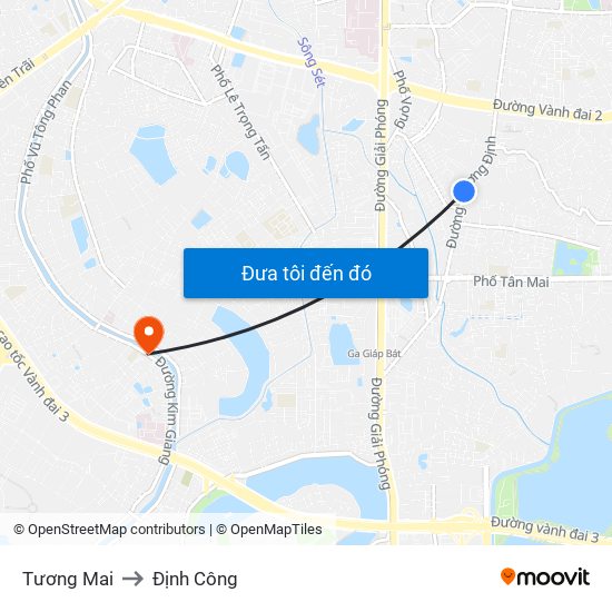 Tương Mai to Định Công map