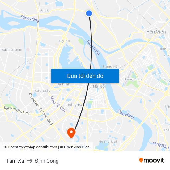 Tầm Xá to Định Công map