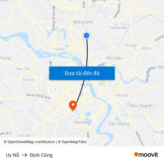 Uy Nỗ to Định Công map