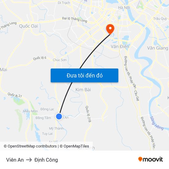 Viên An to Định Công map