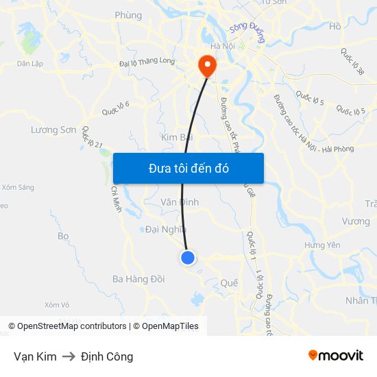 Vạn Kim to Định Công map