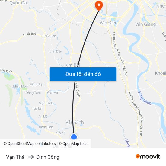 Vạn Thái to Định Công map