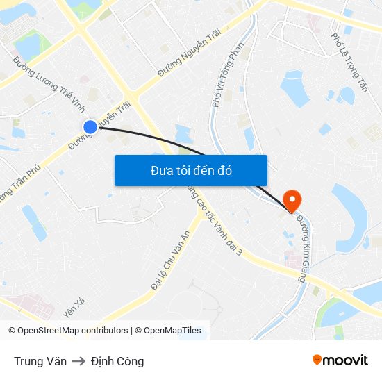 Trung Văn to Định Công map