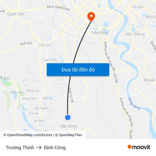 Trường Thịnh to Định Công map