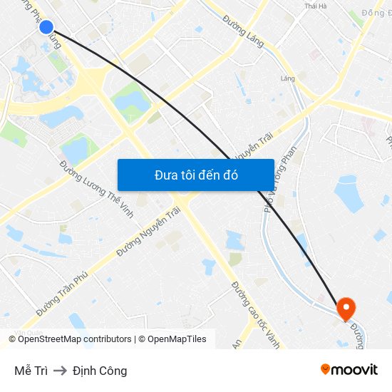 Mễ Trì to Định Công map