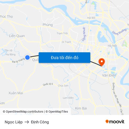 Ngọc Liệp to Định Công map