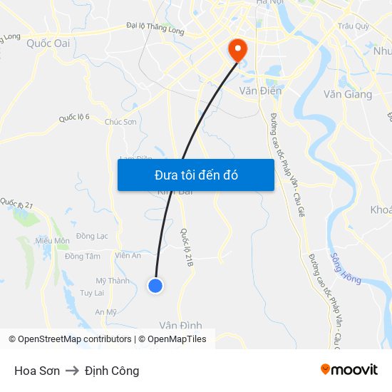 Hoa Sơn to Định Công map