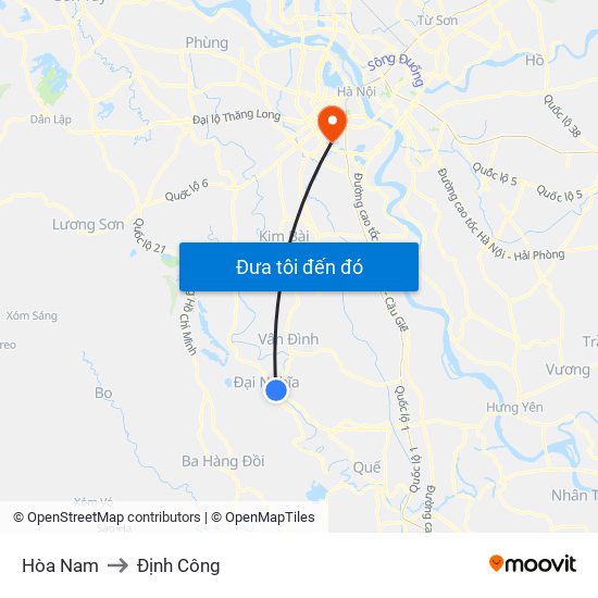 Hòa Nam to Định Công map