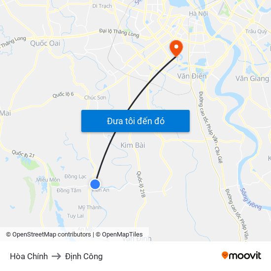 Hòa Chính to Định Công map