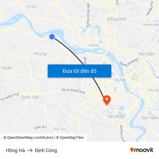 Hồng Hà to Định Công map