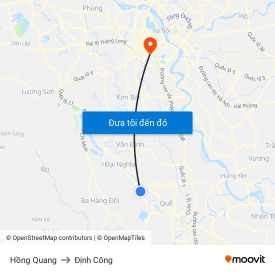 Hồng Quang to Định Công map