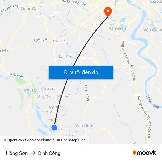 Hồng Sơn to Định Công map