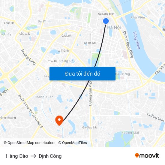 Hàng Đào to Định Công map