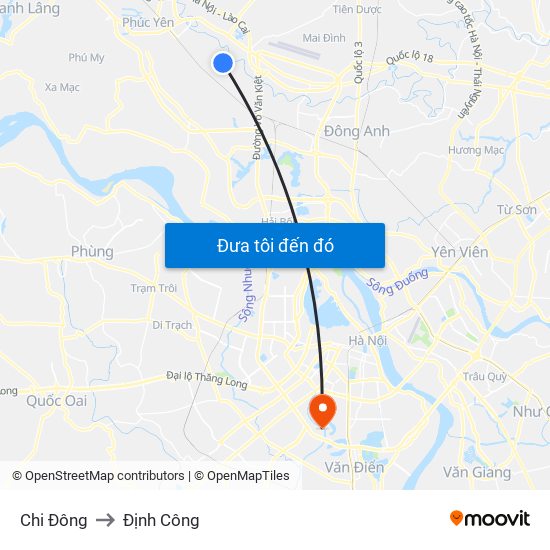Chi Đông to Định Công map