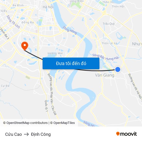 Cửu Cao to Định Công map