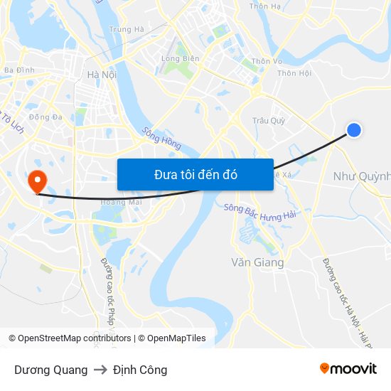 Dương Quang to Định Công map